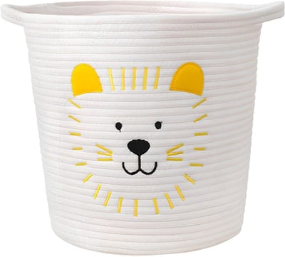 Opbergmand voor Kinderen 30 x 30 cm van Katoen - Grote Witte Mand met Handvatten voor Speelgoed, Kleding en Dekens in Kinderkamer met Schattig Ontwerp