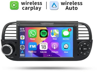 Autoradio 1/32GB met Carplay en Android auto | Geschikt voor Fiat 500 2007-2015 Zwart | Radio scherm met Navigatie | 2007 2008 2009 2010 2011 2012 2013 2014 2015 | 7 Inch