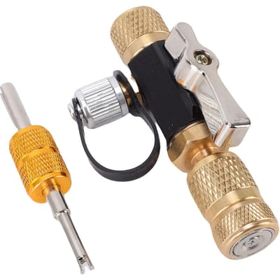 Outil de retrait de noyau de valve CVC en laiton Outil d'installation de retrait de noyau de valve de climatiseur pour réparation de climatisation de voiture black