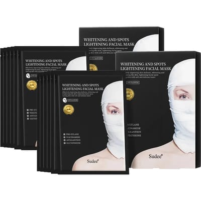 SUDEE Masque Facial Blanchissant & Anti-Taches - Masque en Feuille Éclaircissant Intensif & Soin des Taches Brunes - 30g x 10 pièces (2 boîtes) white
