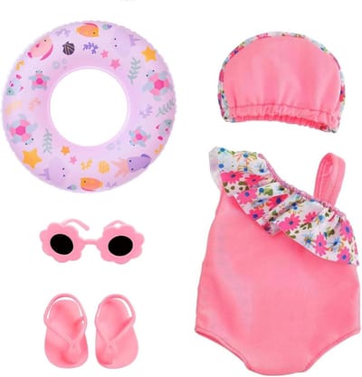 Allecto Plus - Poppen badpak set met zwemring en zonnebril voor 45 cm poppen