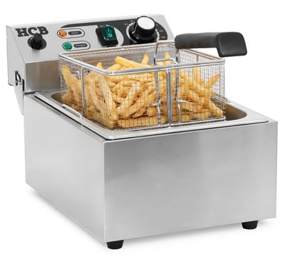 HCB® - Professionele grote Horeca frituurpan - Friteuse - 6 liter - 230V - RVS / INOX frietketel - frietpannen - frietpan - 46x29x29 cm (DxBxH) - 3000W - 8726