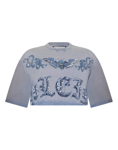 Cropped T-Shirt Butterfly Tattoo