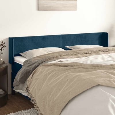 vidaXL - Hoofdbord - met - randen - 203x16x78/88 - cm - fluweel - donkerblauw