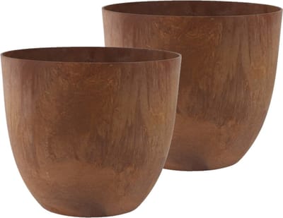 Ter Steege Plantenpot - 2x stuks - terra bruin - kunststof - D38 x H33 cm - bloempot