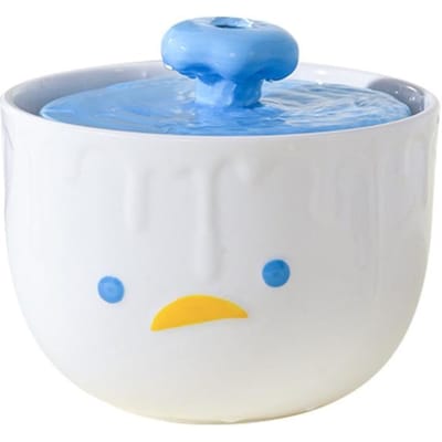 Distributeur d'eau en céramique pour animaux de compagnie, fontaine à boire automatique en forme de canard, bol à boire pour chat et chien, bol à boire pour chat white