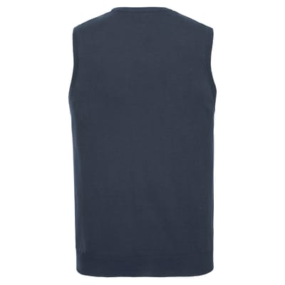 Russell Collection Heren Katoen Acryl V Hals Mouwloos Sweatshirt (Franse marine)