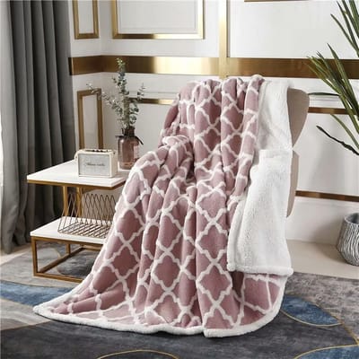 Extra Dikke Sherpa Fleece Deken Roze - Super Zacht en Warm Tweezijdig Pluche Plaid voor Bank en Bed - 150x200cm