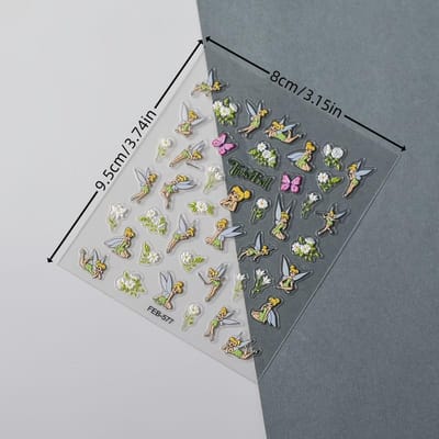 Autocollants Nail Art, Décalcomanies Fée Fleurie Pailletées Autocollants Manucure Plats Premium, Autocollants pour Ongles Fée Papillon Colorés gray