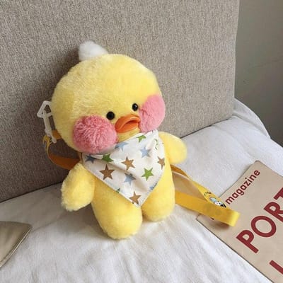 28cm Cartoon Leuke Lalafanfan Cafe Eend Pluche Rugzak Kawaii Speelgoed Knuffel Crossbody Tas Poppen Schouder Schooltas Voor Meisjes Cadeau 28CM geel