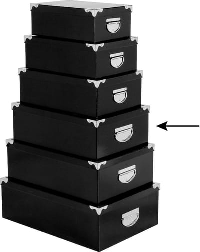 5Five Opbergdoos/box - zwart - L40 x B26.5 x H14 cm - Stevig karton - Blackbox