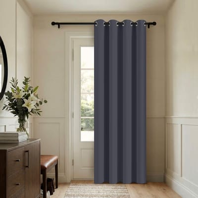 Qelus Deurgordijn Verduisterend met Ringen - Thermisch Isolerend Gordijn Kant en Klaar 260GSM - Ruimteverdeler Voor Slaapkamer, Keuken & Trappengat - Tegen Tocht, Totale privacy & Geluidsbestendig - 132cmx203cm - Grijs - 1 Stuk