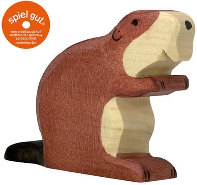 HOLZTIGER Bosdieren - Bever - 10X2X7Cm - Houten Figuur - Handgemaakt