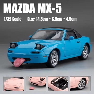 1/32 Mazda Mx-5 Miniatuur Diecast Miata Roadster Speelgoedauto Model Geluid & Licht Deuren Openbaar Verzameling Cadeau Voor Kinderen Jongen Kind