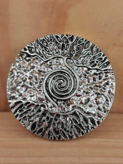 Magneet - broche - Design - symbool cirkel des levens - Rond - Antiek zilver kleur - Ø 4 cm - Praktisch en stijlvolle oplossing om - omslagdoek - sjaal - vest - sluiten zonder gaatjes of beschadigingen te veroorzaken.