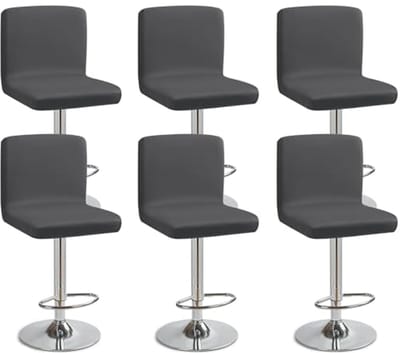 Set van 6 Stretch Barkrukhoezen met Rugleuning - Wasbaar en Verwijderbaar voor Eetkamerstoelen