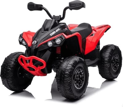 Can-Am Renegade Elektrische Kinderquad 3 tot 7 jaar – Officieel Gelicentieerd 4x4 Accuvoertuig met Vierwielaandrijving & Schokdempers – Li-ion Quad met Bluetooth, Veiligheidsgordel & EVA Banden – Rood