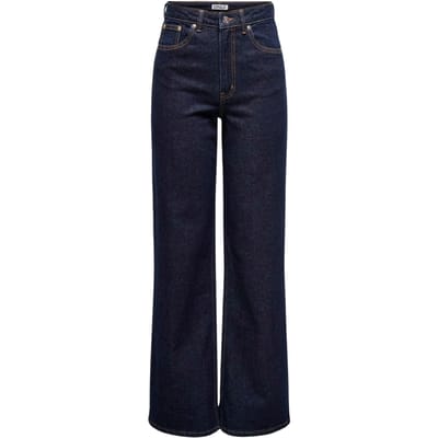 Only blauwe dames jeans   High waist   Juicy   Rinsewash wassing   Wide leg fit   5-Pocket zakken   Knoop- en ritssluiting   High waist Blauw 25/30