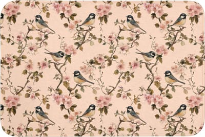 Badmat 90x60 cm - Antislip - Bloesem - Koolmees - Roze - Badmatten voor badkamer - Badkamermat - Douchemat - Badkamer mat