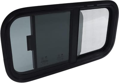 Vervangend RV Raam - Camper Schuifraam - Reizen met camper - Gehard glas en gaas - 600x300 Mm - Zwart