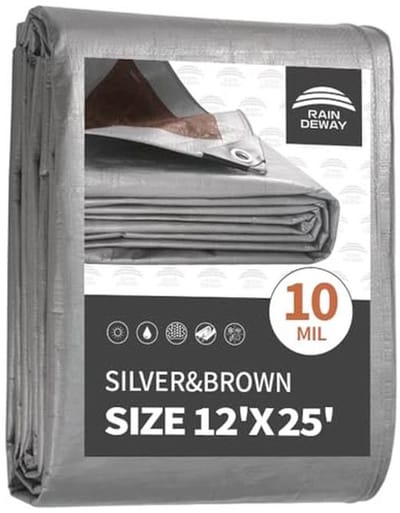 Heavy Duty Waterdichte Dekzeilen 12x25 Voet, Multifunctionele Poly Tarp Cover met Metalen Doorvoertules
