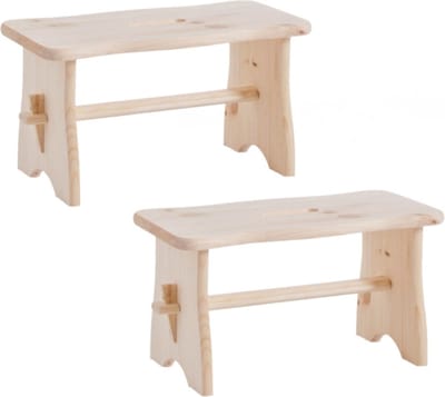 Zeller Houten voetenbankje/krukje - Set van 2x stuks - 39 x 19 x 21 cm - Planten ophoger - Bijzettafeltje