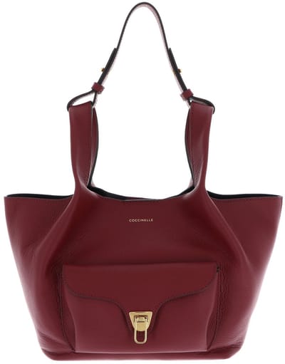 COCCINELLE Leren handtas Beat Shopping Double Grainy Leather Handbag Ribes / Prune (rood)paars