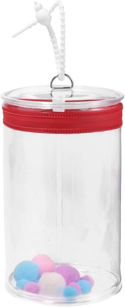 Waterdichte Transparante PVC Zak voor Poppen, Met Rits en Siliconen Koord voor Tentoonstellingen en Opslag van 17cm Verzamelobjecten (Rood)
