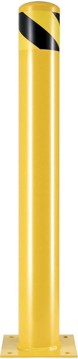 Veiligheidspaal, 12cm buitendiameter, 107 cm hoog, gele poedercoating, Q235 staal, veiligheidsbarrière met ankerbouten voor verkeersgebieden