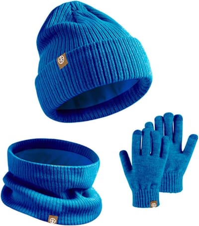 Kinder Muts Sjaal Set - Babymuts met Wanten - Warm Blijven - Fleece Gevoerd - One Size - Meerdere Kleuren
