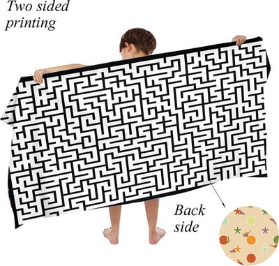 Ulticool Microvezel Kinder Handdoek 70x140 cm - Doolhof Dino Strandspeelgoed Bordspel Dinosaurus - Reizen Travel Accessoires Reis Gadgets Strandlaken Badlaken Badhanddoek Zwemhanddoek Reishanddoek Microfiber - Jongen