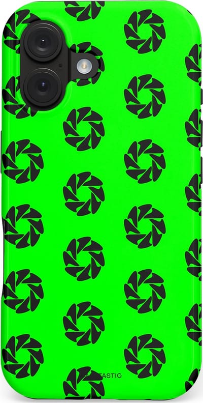 Casetastic hoesje geschikt voor Apple iPhone 16 - MagSafe - Dubbellaagse bescherming - Neon Groene Cirkels - Fashion Case - Groen Zwart