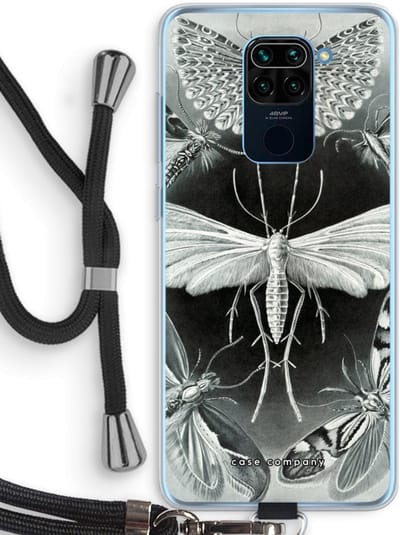 Case Company® - Hoesje met koord geschikt voor Xiaomi Redmi Note 9 hoesje met Koord - Haeckel Tineida - Telefoonhoesje met Zwart Koord - Bescherming aan alle Kanten en Over de Schermrand