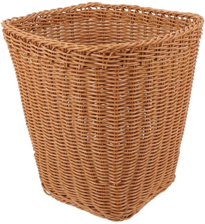 Gevlochten Prullenbak - Rieten Mand - Afval Verzamelen - Landelijke Sfeer - 27x26CM - Koffie