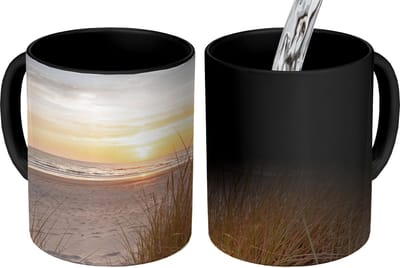 Magische Mok - Foto op Warmte Mokken - Koffiemok - Zonsondergang - Duinen - Zee - Magic Mok - Beker - 350 ML - Theemok