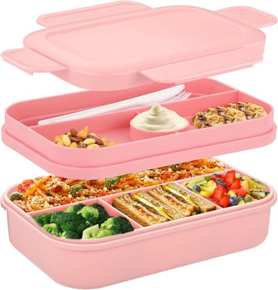 Lunch Box voor Volwassenen 2000ml - Bento Box met Compartimenten, Ideaal voor Snacks en Maaltijden, Inclusief Bestek