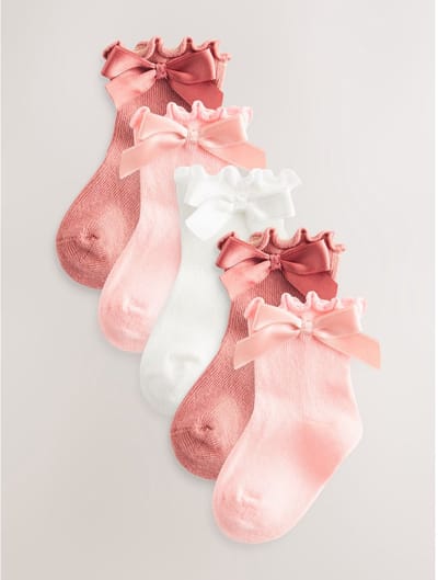 Next - Meisjes - Verpakking van 5 paar babysokken met strik - Roze