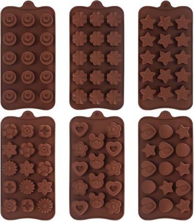 Siliconen Mallen voor Chocolade, IJsblokjes, Fondant, Muffins en Cupcakes - Set van 6 Stuks voor Bakplezier