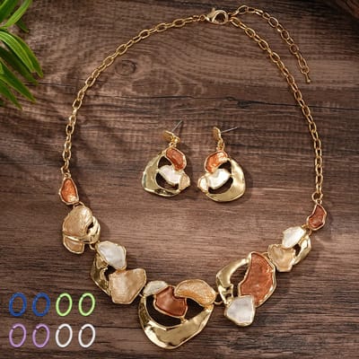 My Sweet Romance® 2-delige Dames Sieradenset – Gold & Mocha – Ketting & Oorbellen – Geschenkverpakking