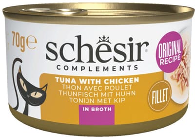 Schesir Kattenvoer Tonijn en Kip in Boullion - 12 x 70 gr - Voordeelverpakking