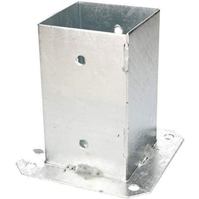 KOTARBAU® Paalvoet, Paalhouder, voor Schroefbevestiging, Staal, 90 x 90 mm, Zilver, Paalsteun, Gegalvaniseerde Paalhouder, voor Tuin en Bouwprojecten