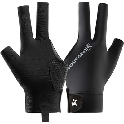 Gants de billard antidérapants et respirants, confortables à trois doigts noir
