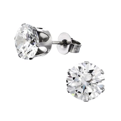 Oorstekers rond CZ kristal - 316L Chirurgisch roestvrij staal - 8 Millimeter - Cadeautip - Damesdingetjes