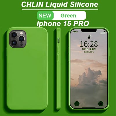 CL CHLIN Siliconen Hoesje voor iPhone 15 Pro – Groen – Zachte Binnenvoering – Verhoogde Randen