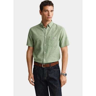 Gant overhemd korte mouw heren Groen Overoverhemd met korte mouwen 3250083/354
