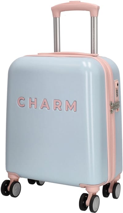 Charm London Capetown - Koffer - Underseater - Handbagage - 45x34x20 cm - 30 Liter - Trolley - Babyblauw