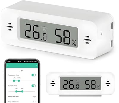 Wifi Hygrometer Thermometer - Draadloze Sensor - Binnenklimaat Bewaken - Realtime Data Registratie - 8cm Lengte - Wit