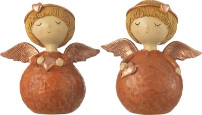 J-Line figuur Engel hart - polyresin - koper - medium - 2 stuks