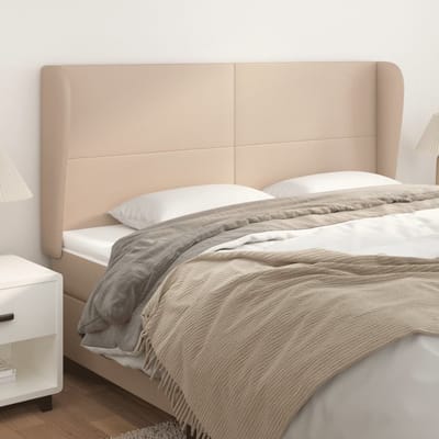 vidaXL - Hoofdbord - met - randen - 203x23x118/128cm - kunstleer - cappuccinokleur