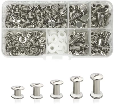 Complete Set van 80 Chicago Binding Screws voor Boekbinding en DIY Projecten - Inclusief Diverse Maten en Rivet Knoppen voor Leer en Scrapbooking